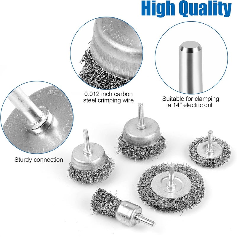 Romeda Wire Brush for Drill, Wire Wheel Brush Cup Set, Wire Wheel for Drill 0.012 Carbon Steel Wire, Drill Wire Brush for Drill 1/4 Inch Arbor for Cleaning Rust, Stripping and Drill Attachment - Image 3
